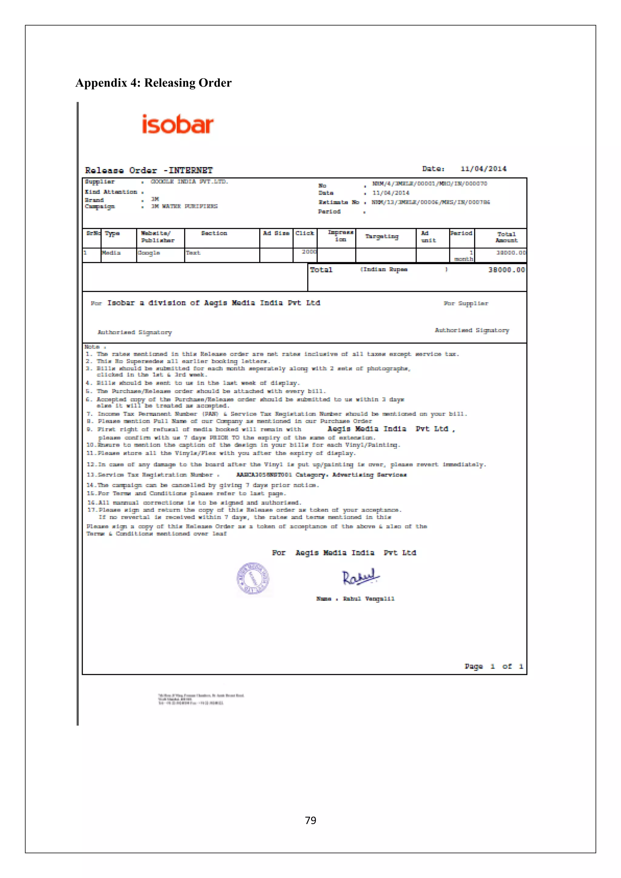 79
Appendix 4: Releasing Order
 