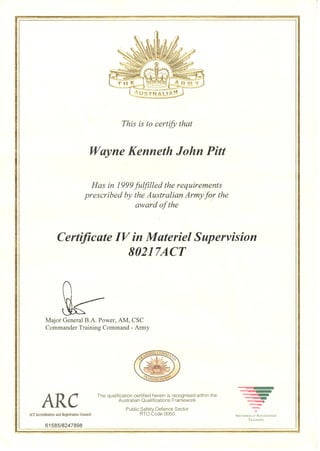 Cert IV in Material Supervision