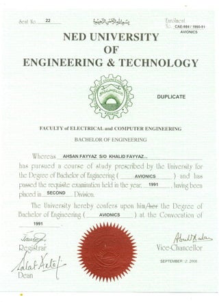 B.E (Avionics) degree
