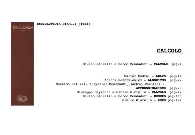 Calcolo Enciclopedia Einaudi 1982
