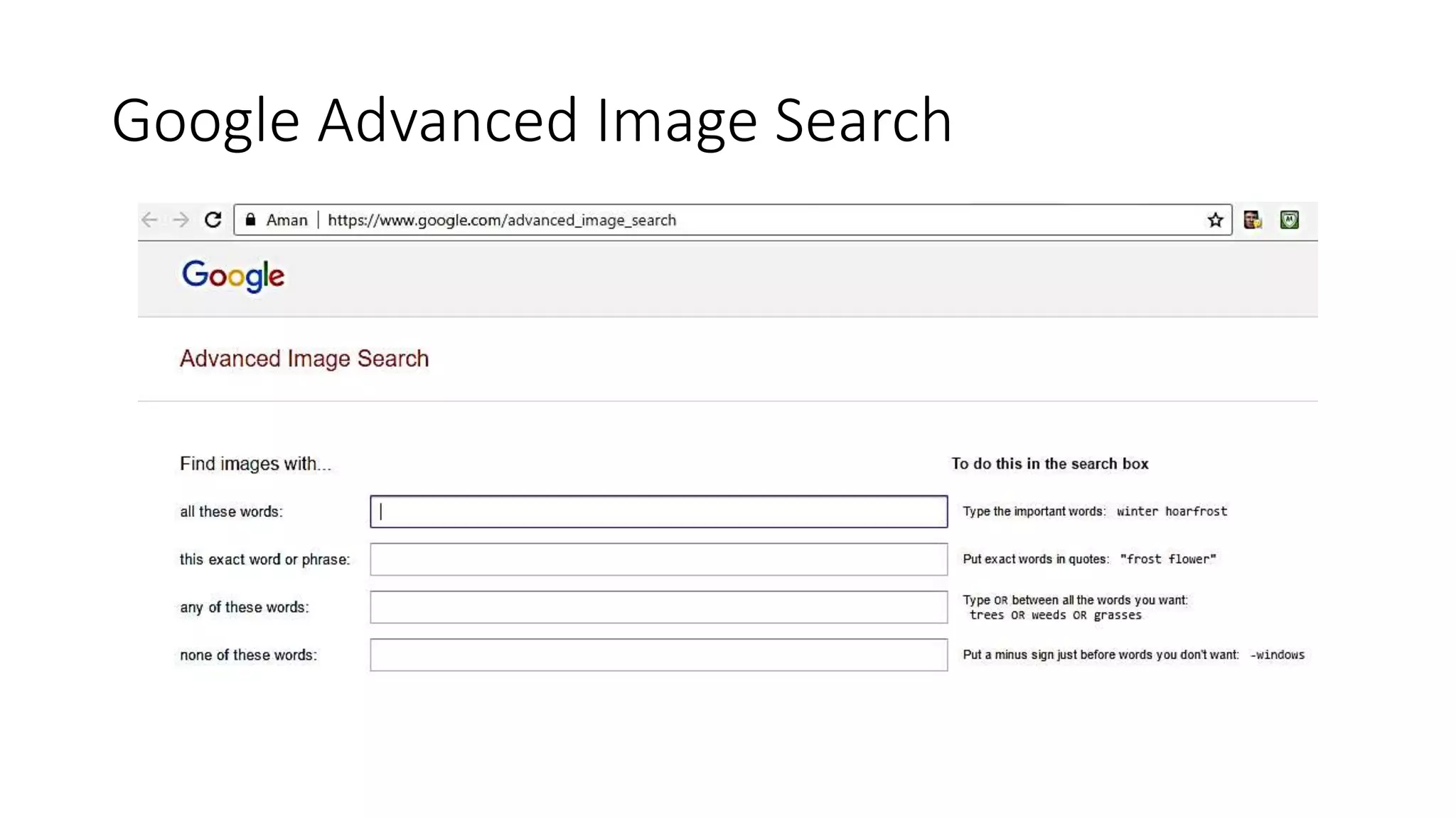 Google Advanced Image Search
 