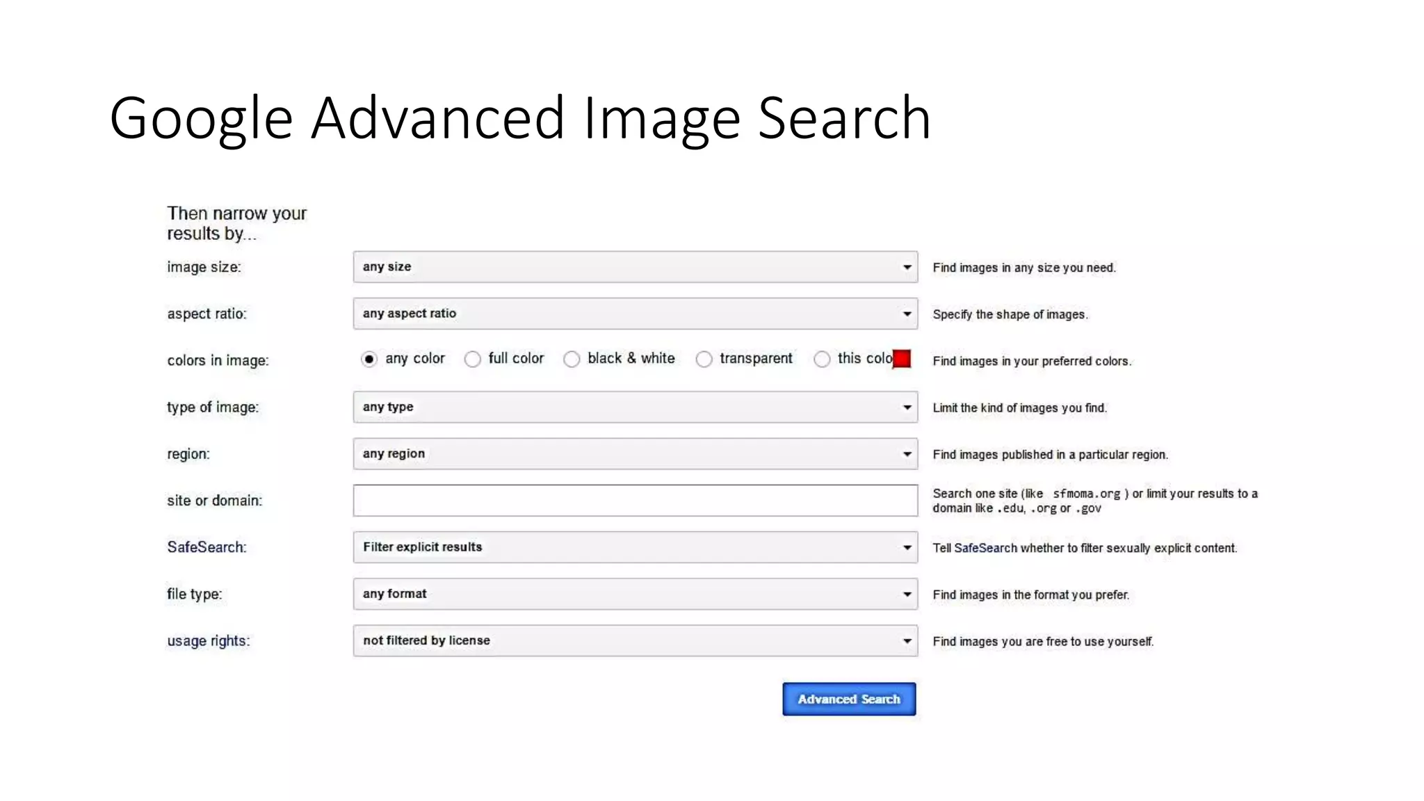 Google Advanced Image Search
 