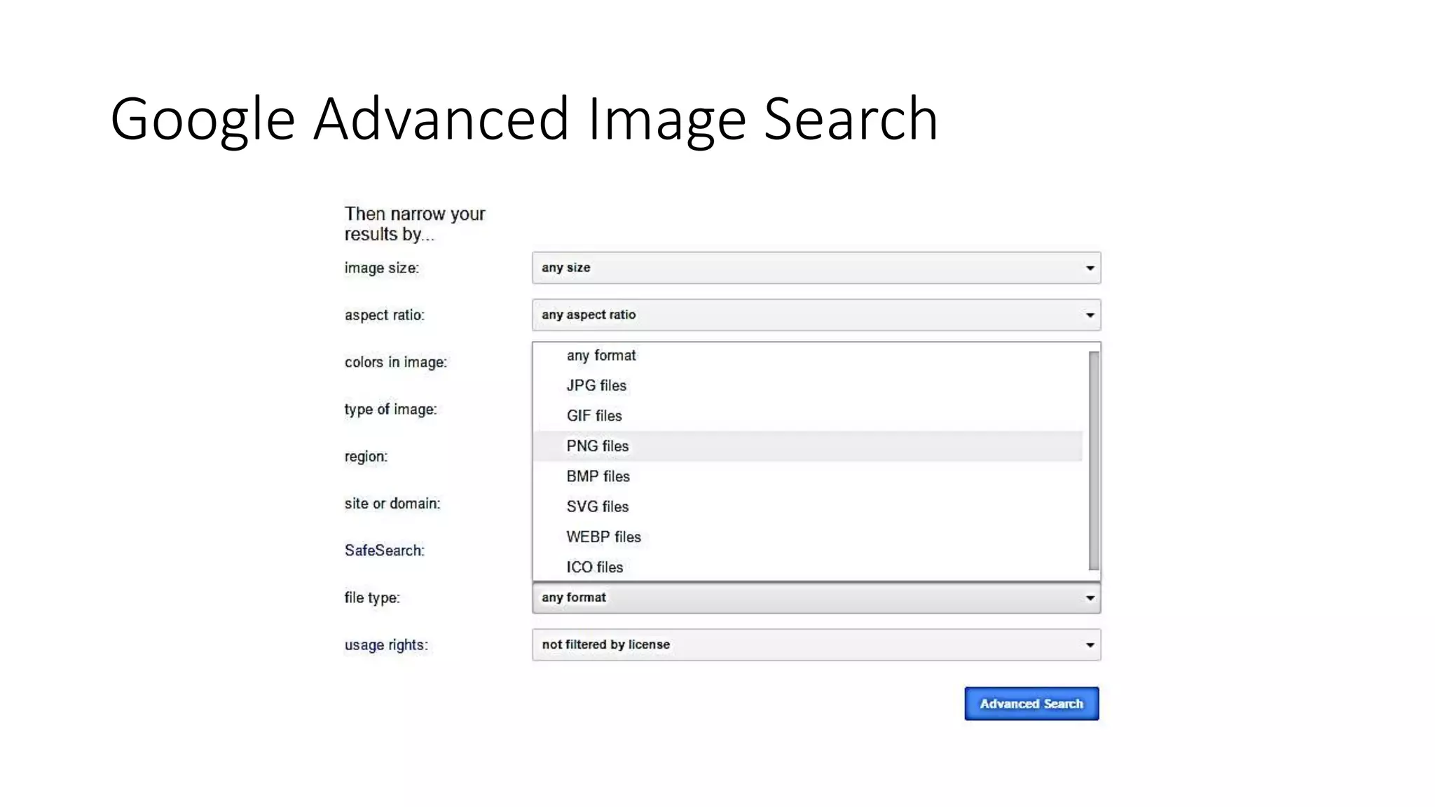 Google Advanced Image Search
 