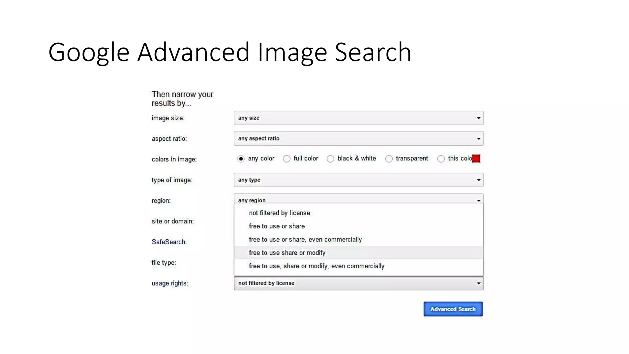 Google Advanced Image Search
 