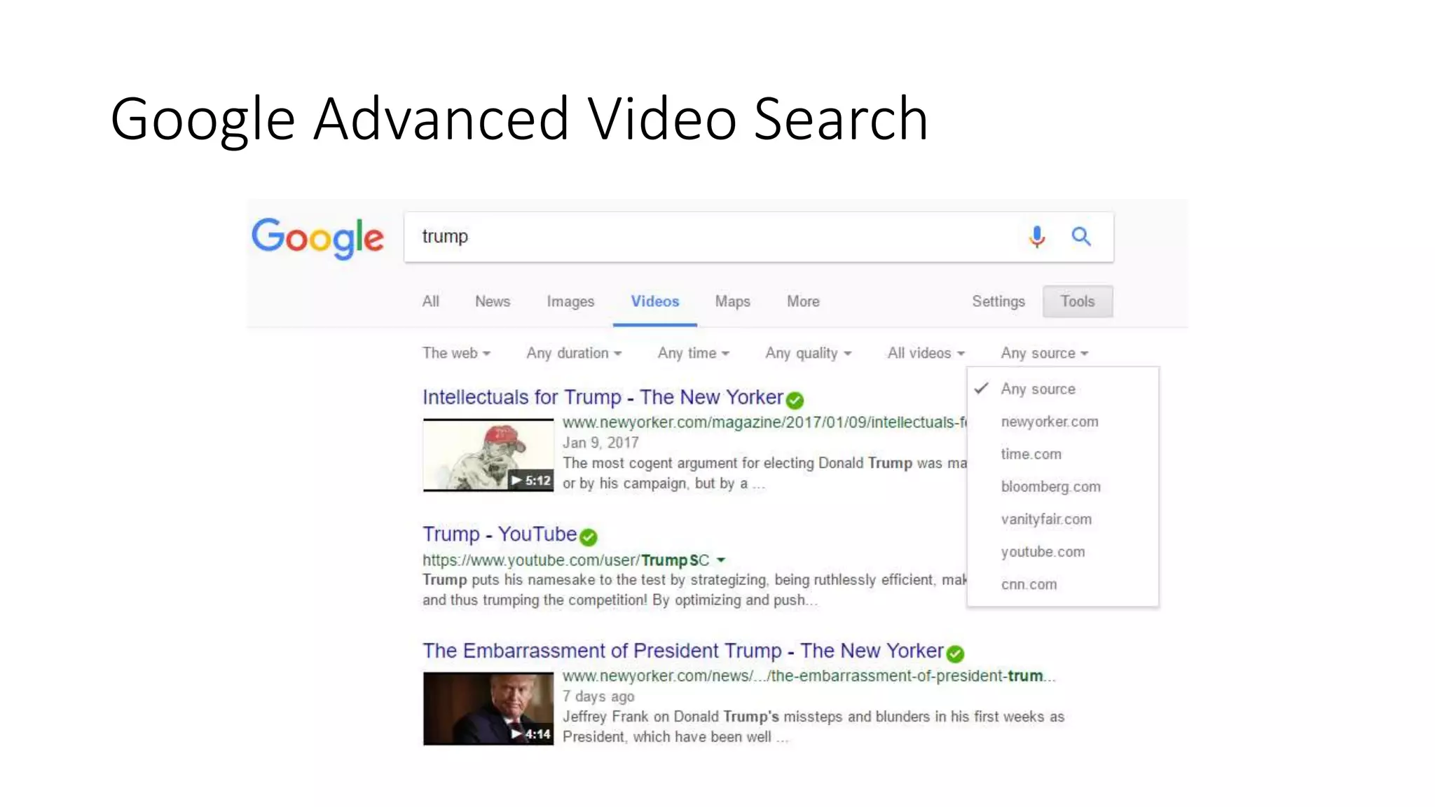 Google Advanced Video Search
 