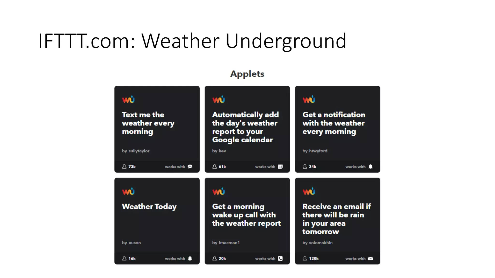 IFTTT.com: Weather Underground
 