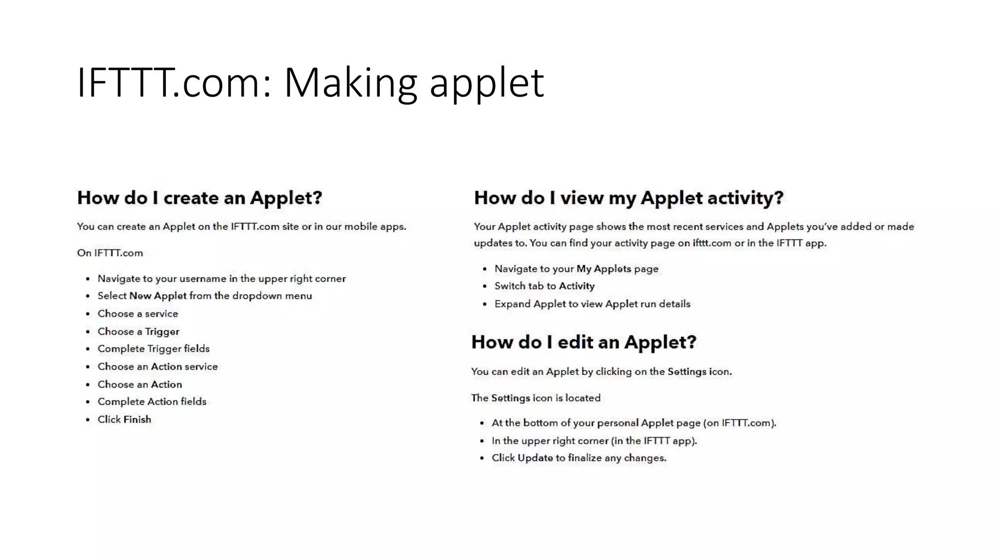 IFTTT.com: Making applet
 