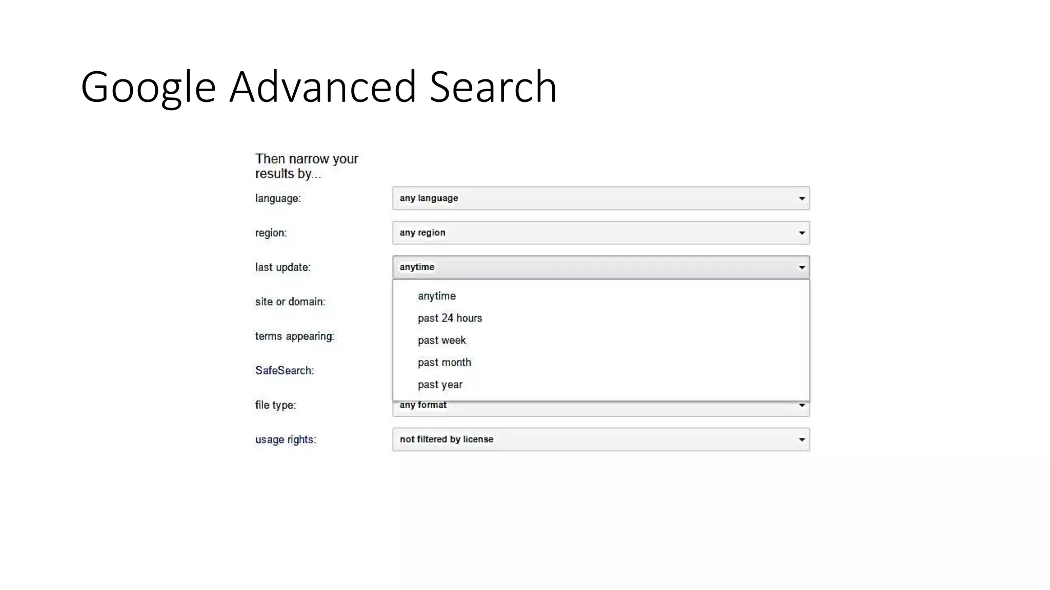Google Advanced Search
 