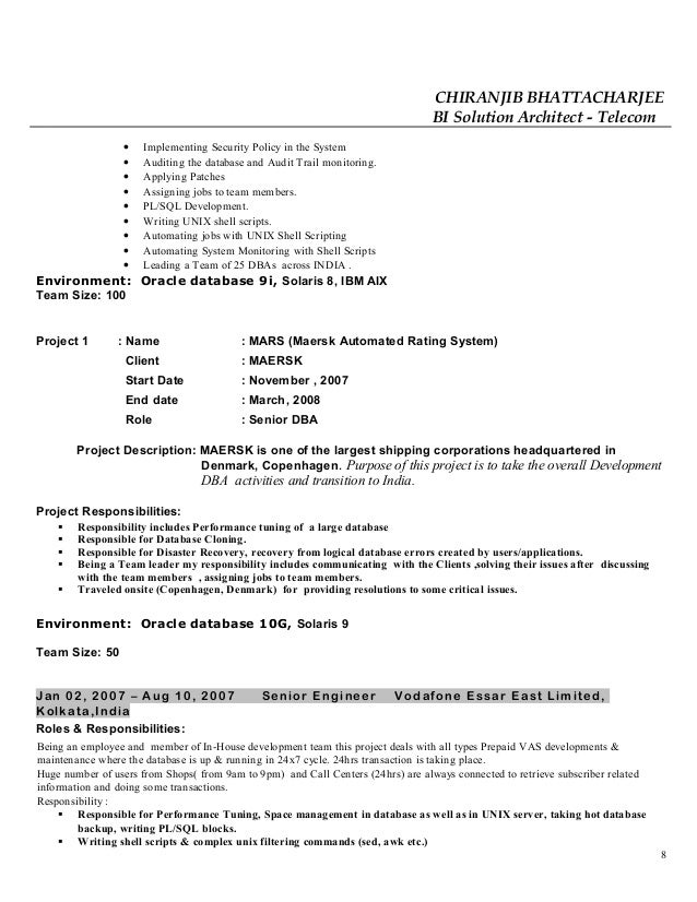 Resume solution architect