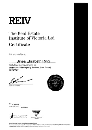 REIV Certificate 4 in Property Services