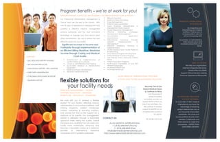 SUPPORT 
• 24/7 DEDICATED SUPPORT AVAILABLE 
• 24/7 REALTIME WEB ACCESS 
• MULTI-LINGUAL SUPPORT – 200+ LANUAGES 
• THIRD PARTY ADMINISTRATION 
• IT PROGRAM DEVELOPMENT & SUPPORT 
• EQUIPMENT SUPPORT 
Program Benefits – we’re at work for you! 
PROPER PLANNING + EFFECTIVE MANAGEMENT = INCREASED PATIENT FLOW & PROFITS 
Our Professional Administrative, Management & 
Clinical Team are the best in the industry. With 
over 20 years of experience in delivering the most 
powerful & effective medical management 
solutions worldwide, and the most innovative 
technology to manage your front end & back 
office administration. We vow to deliver the most 
effective solution for your facility; 
Significant Increase in Income and 
Profitabilty through implementation of 
an Efficient Billing Workflow. Maximize 
Income through Coding and Medical 
Chart Audits. 
ƒ Establishment & Implementation of 
Facility Policies & Procedures 
ƒ Clinical & Administrative Staff Training 
ƒ Up-to–date Medical & Administrative 
Equipment 
ƒ Medical Software Development 
ƒ Electronic Medical Records 
ƒ Billing & Payments 
ƒ Medical Claims Processing 
ƒ Case Management 
ƒ Patient Care Coordination 
ƒ Local In-House Administrative & 
Management Team Support 
ƒ Human Resources Management 
ƒ Effective Marketing Campaign 
Development & Management 
ƒ Accreditation application 
preparedness 
ƒ International Insurance Provider 
Network Implementation & 
Management 
ƒ Effective Marketing Planning & 
Implementation 
ƒ Global Medical Team Facility Referrals 
& Networking 
ƒ New Medical Program Development 
ƒ Patient Referral Incentive Program 
ƒ User Friendly Online Interactive Patient 
Portal 
ƒ Patient Education Programs 
ƒ Multi-Lingual Capabilities of over 200 
different languages 
ƒ Increased Patient Flow 
ƒ Increased Revenues 
flexible solutions for 
your facility needs 
ALLEN MEDICAL INTERNATIONAL PROVIDES 
A TOTAL END TO END MANAGEMENT SOLUTION. 
EFFECTIVE MANAGEMENT – PATIENT 
CENTERED SOLUTIONS – SEAMLESS 
WORKFLOW – RESILIENCE - TEAMWORK 
We work with you to develop a flexible 
solution for your facility; effective clinical, 
administrative & accounting workflows, staff 
training programs, patient knowledge 
centers, marketing & branding solutions, 
and provide full time on-site support for a 
minimum of 36 months. Our management 
solution is delivered through a hand-held 
approach while raising the quality, overall 
standards and credibility that will make your 
facility more marketable, attractive and 
become a favorable choice as a preferred 
provider of international insurance 
companies and to patients worldwide. 
CONTACT US: 
ALLEN MEDICAL INTERNATIONAL 
+1 (818) 698-8444 (Phone) 
+1 (818) 698-8434 (Fax) 
info@allenmedicalinternational.com 
Become Part of Our 
Global Medical Team 
& Continue to Strive 
http://www.allenmedicalinternational.com 
Join thousands of 
medical facilities 
worldwide and join our 
Global Medical Team as 
one of our providers. You 
will continue to receive 
support & benefits on an 
on-going basis as part of 
our group. 
WE WORK FOR YOU! 
ENHANCE OPERATIONAL 
EFFICIENCIES 
By integrating and 
streamlining your hospital 
workflow, it allows you to 
increase patient volumes 
without increasing staff. 
Automation of administrative 
tasks reduces errors and 
increases productivity at all 
levels. 
EMR SOLUTIONS 
We help your organization: 
Maintain Integrated Electronic 
Medical Records (EMR) 
Support Clinical Decision Making 
Enhance Operational Efficiencies 
IN-NETWORK PROVIDER 
PATIENT REFERRAL 
As a provider of Allen Medical 
International, you have the 
advantage of receiving 
patient referrals from any of 
our thousands of providers 
worldwide. Also share and 
access patients records when 
needed. Collaborate and 
share advice on cases and 
procedures…UNIFIED TEAM 
EMPOWERS GROWTH! 
