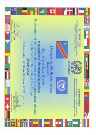 UN - MONUSCO certificate of appreciation