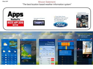 Mission Statement:
“The best location based weather information system”
Meet WP
 