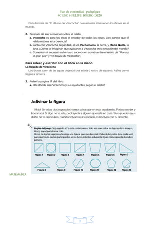 Plan de continuidad pedagógica
4C ESC 6 FELIPE BOERO DE20
2
MATEMATICA
 