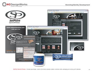 Branding/Identity Development




SetPoint Sports+Fitness - Includes logo design, custom eCommerce website creation, business cards, packaging and various print materials.   10
 