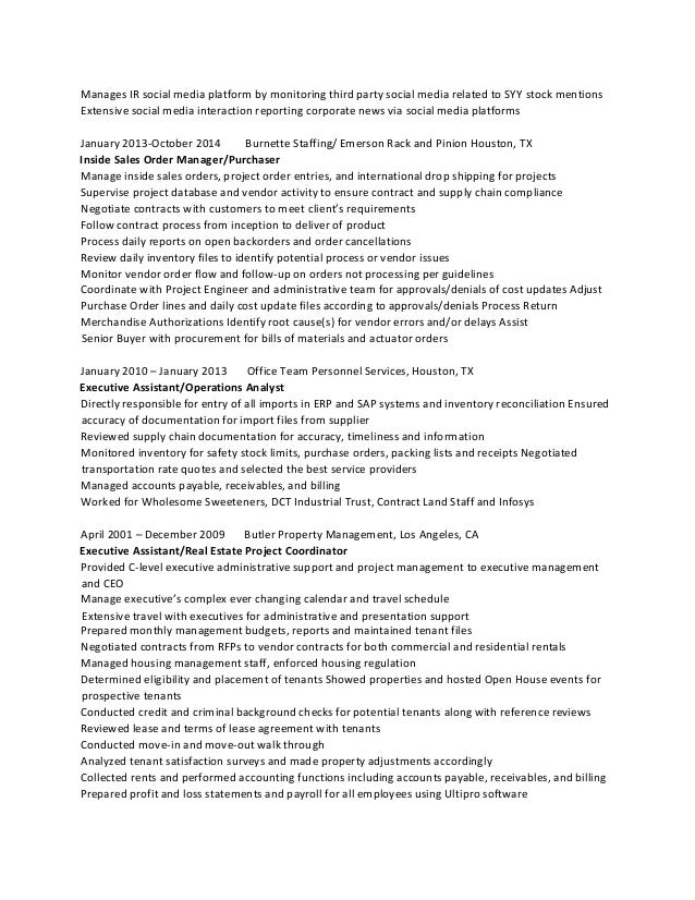 c level executive assistant resumes