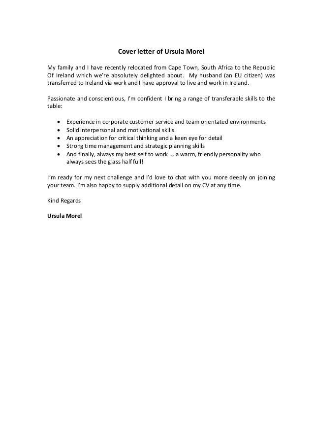 Ursula Morel Cover Letter And Cv