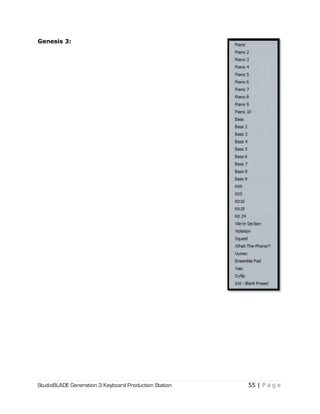 StudioBLADE Generation 3 Keyboard Production Station 55 | P a g e
Genesis 3:
 