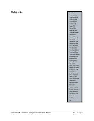 StudioBLADE Generation 3 Keyboard Production Station 57 | P a g e
Mellotronix:
 