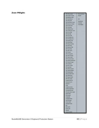 StudioBLADE Generation 3 Keyboard Production Station 60 | P a g e
Zvon PRlight:
 