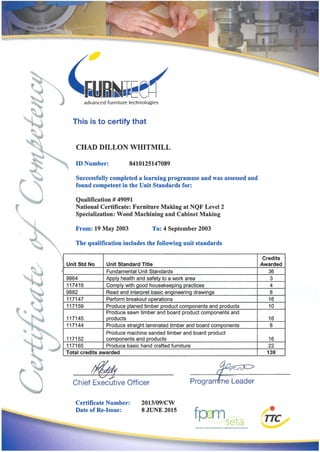 Carpenter Certificate