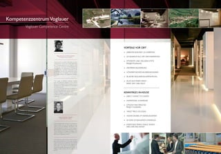 KompetenzzentrumVoglauer
Voglauer Competence Centre
VORTEILE Vor ort
 DIREKTER KONTAKT ZU EXPERTEN
 SCHAURAUM ALS ORT DER INSPIRATION
 EFFIZIENTE UND ZIELGERICHTETE
	PROJEKTPLANUNG
 ZIELPREISFOKUSSIERUNG
 HÖHERER INDIVIDUALISIERUNGSGRAD
 80 JAHRE REALISIERUNGSERFAHRUNG
 ALLES AUS EINER HAND –
	 SPART ZEIT UND GELD
Advantages in-house
 DIRECT CONTACT TO EXPERTS
 INSPIRATIONAL SHOWROOM
 EFFICIENT AND TARGETED
	 PROJECT PLANNING
 TARGET PRICE FOCUSSING
 HIGHER DEGREE OF INDIVIDUALISATION
 80YEARS OF REALISATION EXPERIENCE
 EVERYTHING FROM A SINGLE SOURCE –
	 SAVES TIME AND MONEY
Mag. arch. et art. Horst Lechner
Architekten Lechner | Salzburg
„Die Auswahl von echten Materialien aus dem
umfangreichen Fun-dus der Materialbibliothek
des Kompetenzzentrums bei Voglauer hotel
concept hat mir bei der Entscheidungsfindung
sehr geholfen. Die Beratung der Einsatzmög-
lichkeiten vieler innovativer Materialien in den
Musterkojen hat mich sehr beeindruckt. Durch
das Know-How von Voglauer war es möglich,
das Projekt effizient und zielgerecht aufzuglei-
sen.“
“The range of authentic materials available
from the extensive collection in the material
library at theVoglauer hotel concept Centre of
Excellence has really helped me in the decisi-
on-making process.
I was very impressed with the consultation on
the possible applica-tions of the numerous in-
novative materials in the sample booths.
Thanks to Voglauer’s expertise, it was possible
to efficiently and systematically get the project
under way.”
“The distinctive rooms at the Centre of Excel-
lence have pointed me in the right direction.
Thanks to the diverse materials in the material
library, and with the help of the Voglauer ad-
visory team, I was able to find authentic ma-
terials. My satisfied hotel guests are proof that
Voglauer hotel concept was the right choice
for me.”
Werner Stadler Hotelier
Hotel Fohlenhof | Ampfing
„Die charakterstarken Zimmer im Kompetenz-
zentrum haben mich auf die richtige Spur ge-
bracht. Durch die vielfältigen Materialien in der
Materialbibliothek konnte ich mit demVoglauer
Beratungsteam authentische Materialien finden.
Meine zufriedenen Hotelgäste bestätigen mich
heute mitVoglauer hotel concept auf den rich-
tigen Partner gesetzt zu haben.“
 