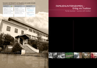 105104 Familienunternehmen –			
					 Erfolg mit Tradition
Family business – success with tradition
1932: Gründung
des Unternehmens
in Abtenau durch
Tischlermeister
Sebastian Gsch-
wandtner
The company
was founded in
Abtenau by master
joiner Sebastian
Gschwandtner
1956: Markus
Gschwandtner und David
Zwilling treten in das
Unternehmen ein. Neben
dem Bauernmöbelbereich
wird als zweites Standbein
der Objektmöbelbereich
geschaffen.
Markus Gschwandtner and
David Zwilling joined the
company. The field of fur-
niture units was created to
form a second mainstay of
the company, alongside the
rustic furniture.
1999: Voglauer entwickelt im Zuge
einer Organisationsveränderung
Zwei Geschäftsfelder:
Voglauer hotel concept und
Voglauer möbel voller leben.
	
Voglauer developed two fields of
business as a result of reorganisation:
Voglauer hotel concept and
Voglauer furniture full of life.
2010: Voglauer hotel concept
etabliert sich am Markt als
einzigartiger Leistungsträger,
der vom rohen Innenausbau
bis zur Detailveredelung und
zugleich als perfekter Partner
zwischen Bauherren und
Architekten gilt.
The Voglauer hotel concept
is established on the market
as a unique service provider,
regarded highly, from the raw
interior development up to fine
detail finishing, and also as a
perfect partner between princi-
pal and architect.		
.
2012: Voglauer hotel
concept erhält AHGZ
Bestmarke im Bereich
Hotelausstattung.
Es wurde „The Squaire“
in Frankfurt – das
spektakulärste Hotel-
Neubauprojekt Europas –
eröffnet, ausgestattet von
Voglauer hotel concept.
Voglauer hotel concept
receive AHGZ‘s best brand
in the hotel interior design
sector.
“The Squaire“, Europe’s
most spectacular hotel cons-
truction project and outfitted
by Voglauer hotel concept, is
being opened in Frankfurt.	
	
1932 1999 2012
In the picturesque Lammer Valley in Salzburger
Land Voglauer manufactures premium furniture and
hotelroom furnishings and fittings for the European
market in the best craft tradition using state-of-the-art
technology.
A well-run family business which today employs some
400 staff members, Voglauer is successful in two busi-
ness segments. More than ever furnishings and interiors
are a matter of lifestyle and attitude to life. Taste and
style are very individual; certain creative ambiences can
nevertheless be defined and characterised.
Modern production lines facilitate to manufacture bulk
orders within a short period of time, that’s one of the
reasons why we have been a strong partner for the
international hotel business for many years. For us it
is imperative: Industrial manufacturing must not be
contrary to supreme quality or detailed workmanship.
Quality control at each step ensures compliance with
the standards and requirements of both hotel chains
and independent clients at all times.
Highly advanced computers, laser-controlled precision
machines and clearly defined processes ensure
workmanship of the highest quality, timely completion
and cost-efficient production.
Im malerischen Lammertal im Salzburger Land pro-
duziert Voglauer für den europäischen Markt Möbel
und Hotelzimmereinrichtungen der Premium-
klasse: in bester Handwerkstradition und unter
Zuhilfenahme modernster Technik.
Voglauer ist ein gut geführtes Familienunternehmen,
das heute ca. 400 Mitarbeiter beschäftigt und
in zwei Geschäftsbereichen erfolgreich tätig ist.
Mehr denn je sind die Themen Einrichtung und
Interior eine Sache der Lebensweise und des
Lebensgefühles. Geschmack und Stil sind zwar etwas
ganz Individuelles, dennoch lassen sich bestimmte
Stimmungswelten definieren und charakterisieren.
Moderne Produktionsstraßen ermöglichen es uns,
große Aufträge in kurzer Zeit zu fertigen. Das ist
einer der Gründe, warum wir seit vielen Jahren
ein starker Partner der internationalen Hotellerie
sind. Bei uns gilt: Industrielle Fertigung darf in
keinem Widerspruch zu höchster, qualitativer
Detailverarbeitung stehen. Qualitätskontrollen in
allen Arbeitsschritten garantieren, dass Standards
und Ansprüche sowohl großer Hotelketten als auch
mittelständischer Unternehmen jederzeit gewährlei-
stet werden können.
Modernste Computer, lasergesteuerte Präzisions-
maschinen und klar definierte Prozesse ermöglichen
eine Verarbeitung auf höchstem Qualitätsniveau,
zeitgerechte Fertigstellung und kosteneffiziente
Erzeugung.
2013
2013: The Chedi in Andermatt:
In einem längeren Auswahlver-
fahren konnte sich Voglauer
gegen zahlreiche internationa-
le Anbieter durchsetzen. Die
jahrzehntelange internationale
Erfahrung für Großprojekte
mit hohem Qualitäts- und
Designanspruch war ausschlag-
gebend für die Auftragsvergabe.
The Chedi in Andermatt: In a long
selection process, Voglauer was
able to see off numerous interna-
tional competitors. The decades
of international experience in
realising grand projects with high
quality and design demands was
decisive in winning the contract.
Innovativ mit Rücksicht auf die grüne und soziale Umwelt
Innovative with consideration of the green and social environment
•Voglauer Akademie – Ausbildung
der Mitarbeiter
• kostenloses Shuttle-Service für Mitarbeiter
• Firmenkantine
• Wir unterstützung Blaulichtorganisationen
• Voglauer Academy – Training of the employees
• Free Shuttle-Service for employees
• Company canteen
• Support of 	public safety organisations
Soziale Verantwortung
Social responsibility
• 95 % der Holzabfälle werden thermisch
verwendet
• sämtlicher Wasserlacke und Beize
werden recycelt
• Energie aus erneuerbaren Energieträgern
• 95 % of the wood waste is thermally utilized
• Recycling of all water-based lacquers
and wood strippers
• Energy comes from renewable energy sources
Energie/Recycling
Energy/Recycling
• Stromerzeugung durch hauseigene
	Wasserkraft
60 % des Energieverbrauchs der
Produktion werden durch eigene
Wasserkraft gedeckt!
• Power generation through in-house
	 hydropower
60 % of the energy consumption
in production is covered by our own
hydropower!
Eigene Wasserkraft
Own hydropower
2010
 