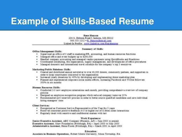 resume based on skills