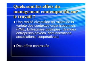 Quel management pour répondre aux évolutions du travail ? - Chanlat (Jean-François)