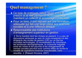 Quel management pour répondre aux évolutions du travail ? - Chanlat (Jean-François)