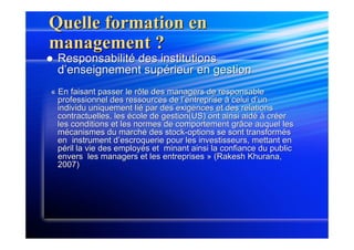 Quel management pour répondre aux évolutions du travail ? - Chanlat (Jean-François)