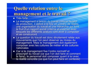 Quel management pour répondre aux évolutions du travail ? - Chanlat (Jean-François)