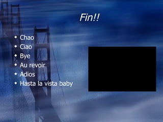 Fin!! Chao Ciao Bye Au revoir Adios Hasta la vista baby