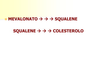  MEVALONATO    SQUALENE 
SQUALENE    COLESTEROLO 
 