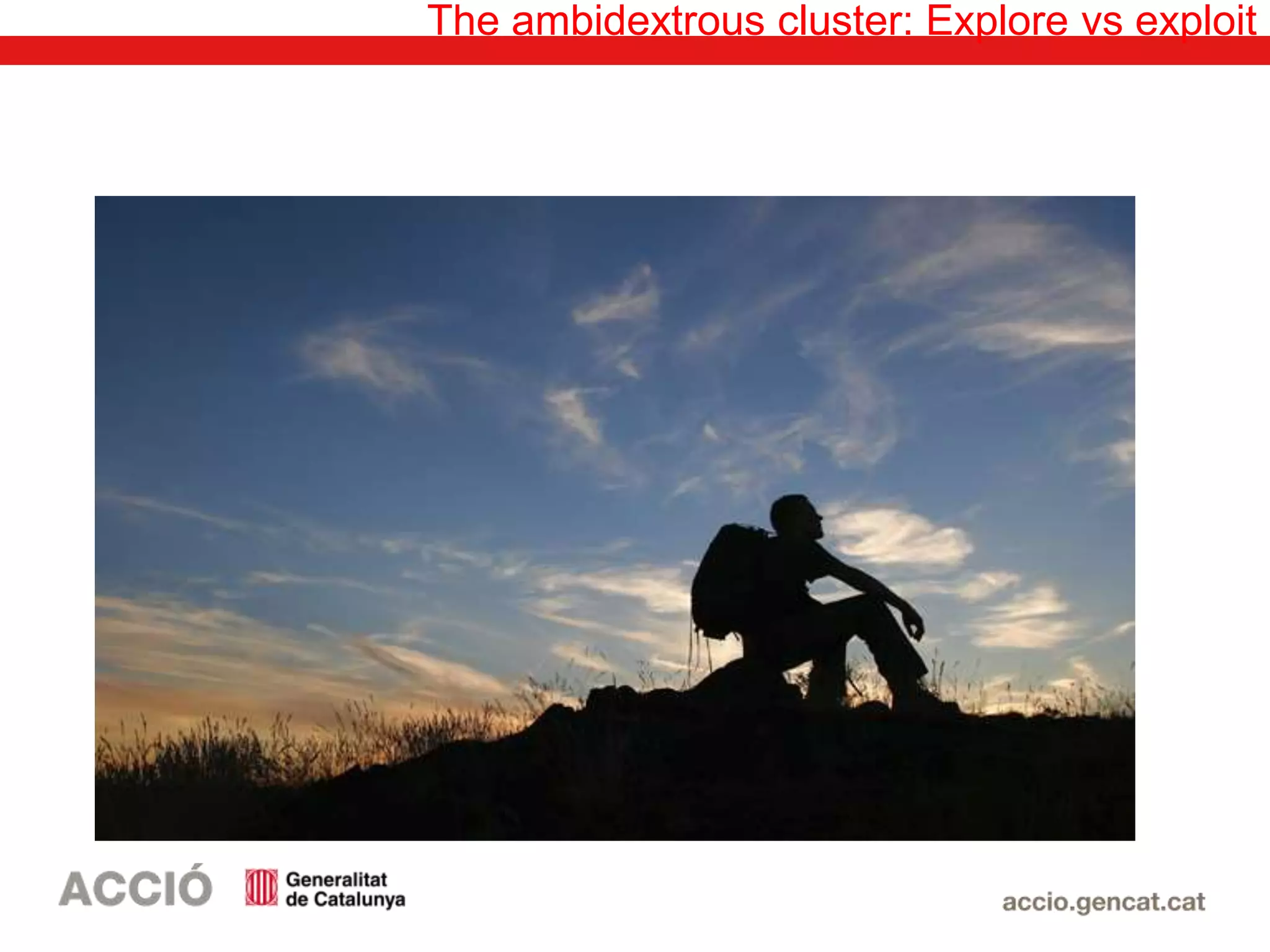 The ambidextrous cluster: Explore vs exploit
 