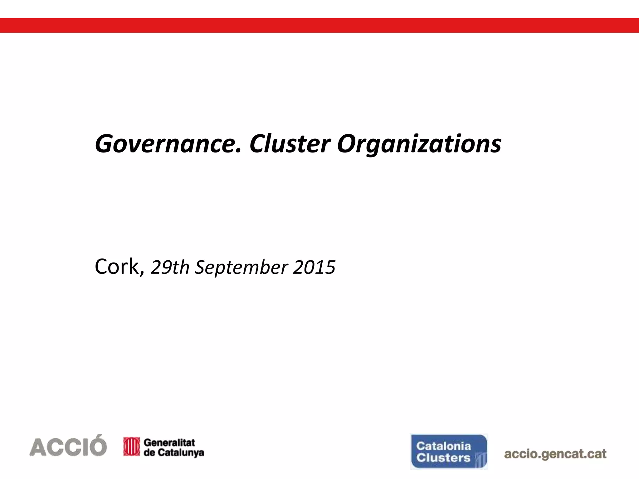 Governance. Cluster Organizations
Cork, 29th September 2015
 
