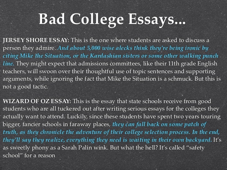bad college essay starters