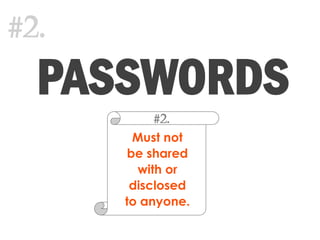 Must not
be shared
with or
disclosed
to anyone.
#2.
PASSWORDS
#2.
 