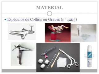 MATERIAL
 Espéculos de Collins ou Graves (n° 1;2;3)
 