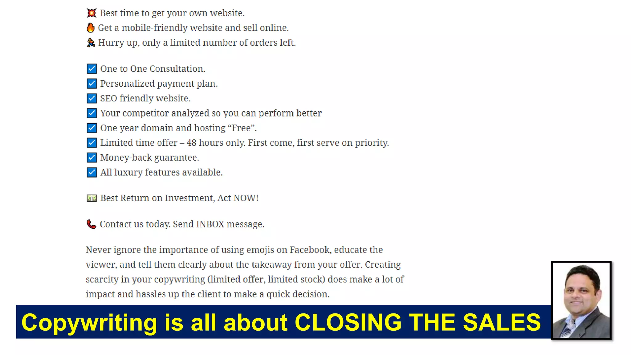 Copywriting is all about CLOSING THE SALES
 