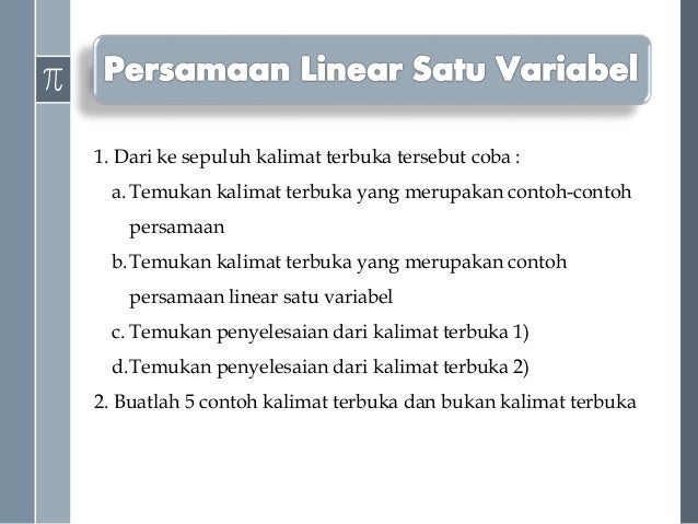 Persamaan linear satu variabel