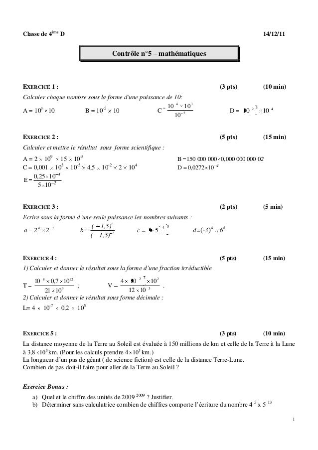 4 D Controle 5 Puissances
