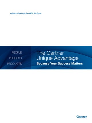 Advisory Services Are NOT All Equal
The Gartner
Unique Advantage
Because Your Success MattersProducts
Process
People
 