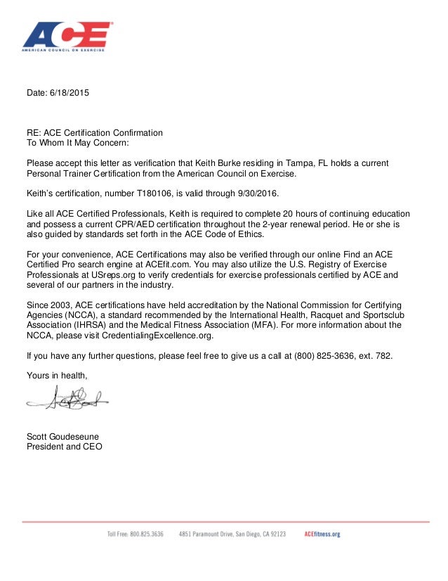 certification letter