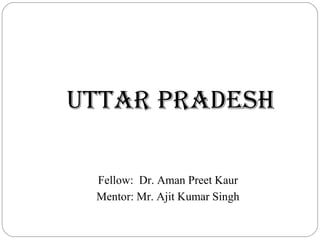 Uttar pradesh
Fellow: Dr. Aman Preet Kaur
Mentor: Mr. Ajit Kumar Singh
 