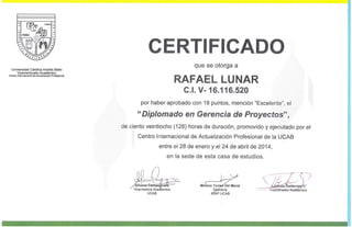 Certificado Diplomado en Gerencia de Proyectos