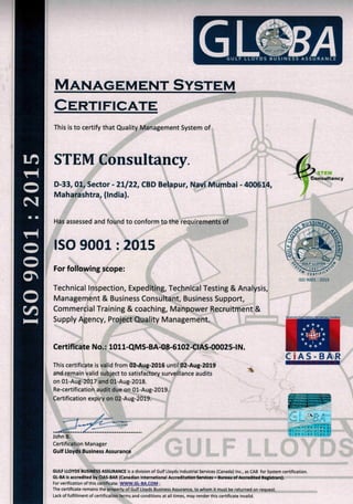 ISO 9001 STEM COUNSULTANCY