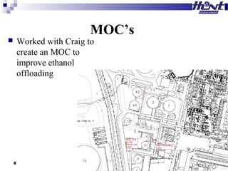 MOC’s
 Worked with Craig to
create an MOC to
improve ethanol
offloading
8
 