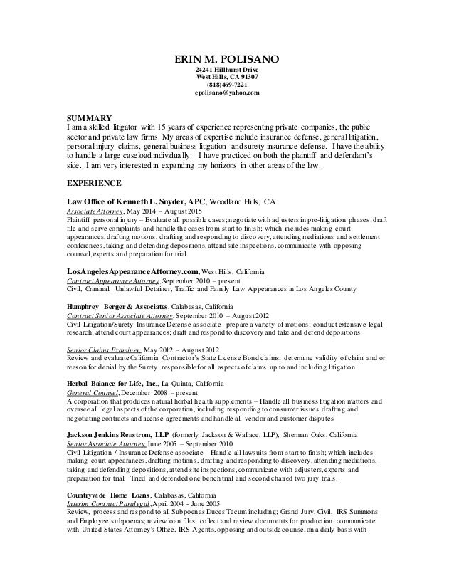 resume 2015 civil law attorney resume