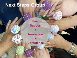 Next Steps Group
Peer
Support
+
Awareness
+
Confidence
 